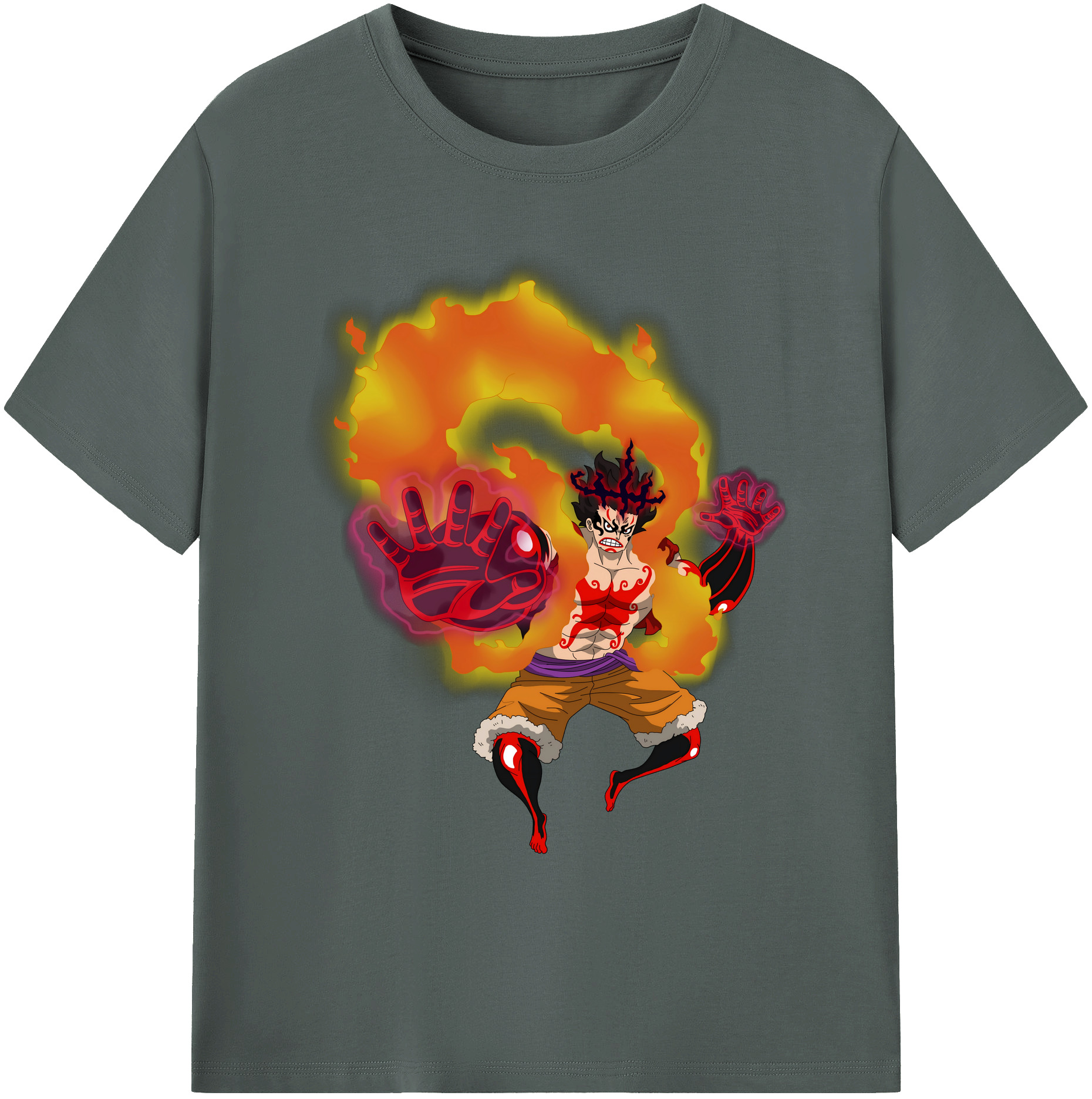 ワンピース モンキー・D・ルフィ ONE PIECE Monkey D. Luffy 綿100％ メンズ半袖Tシャツ｜肌触りやわらか＆通気性